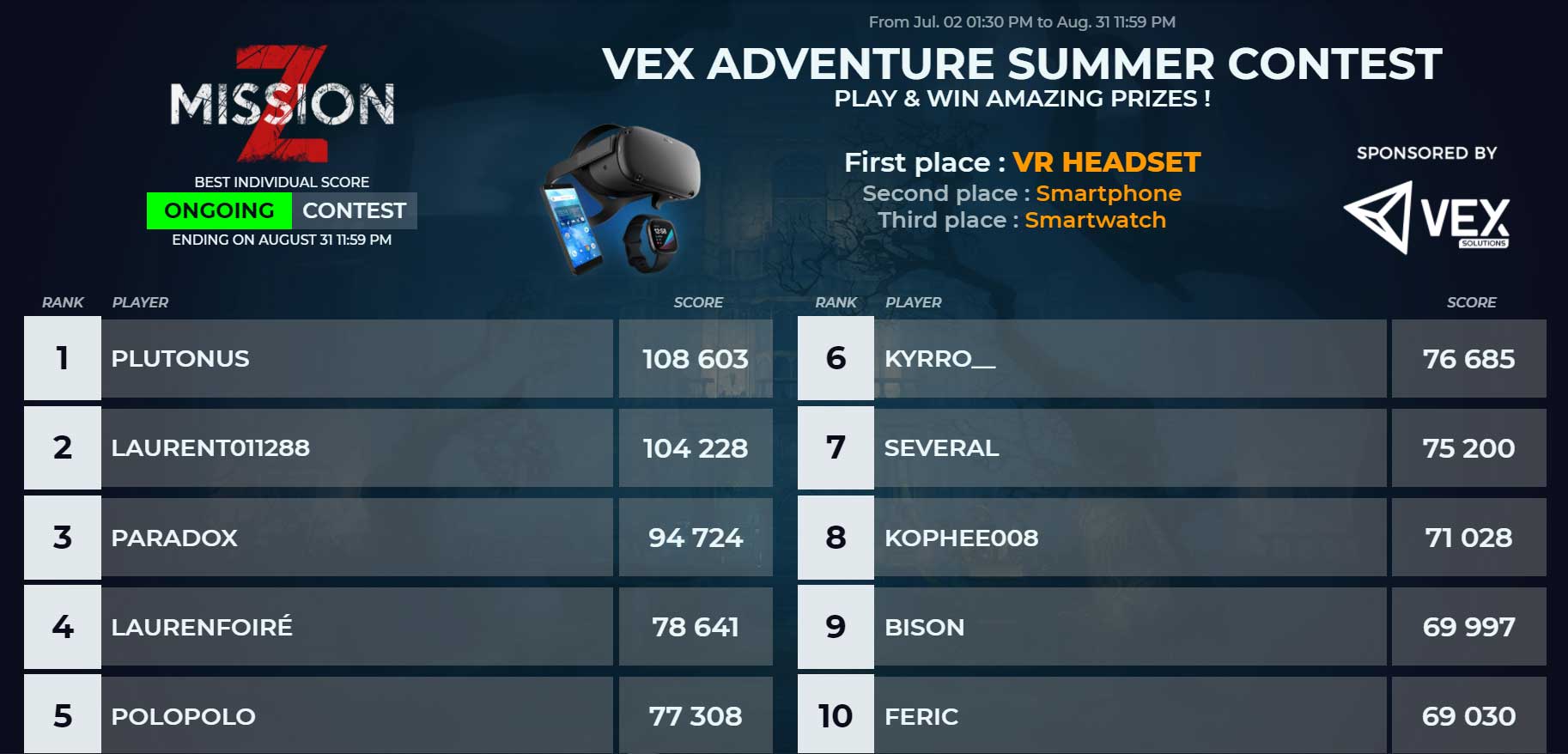 Get the highest score on VEX Esports contests to win prizes
